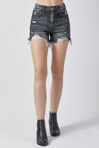 Full Size High Rise Distressed Denim Shorts