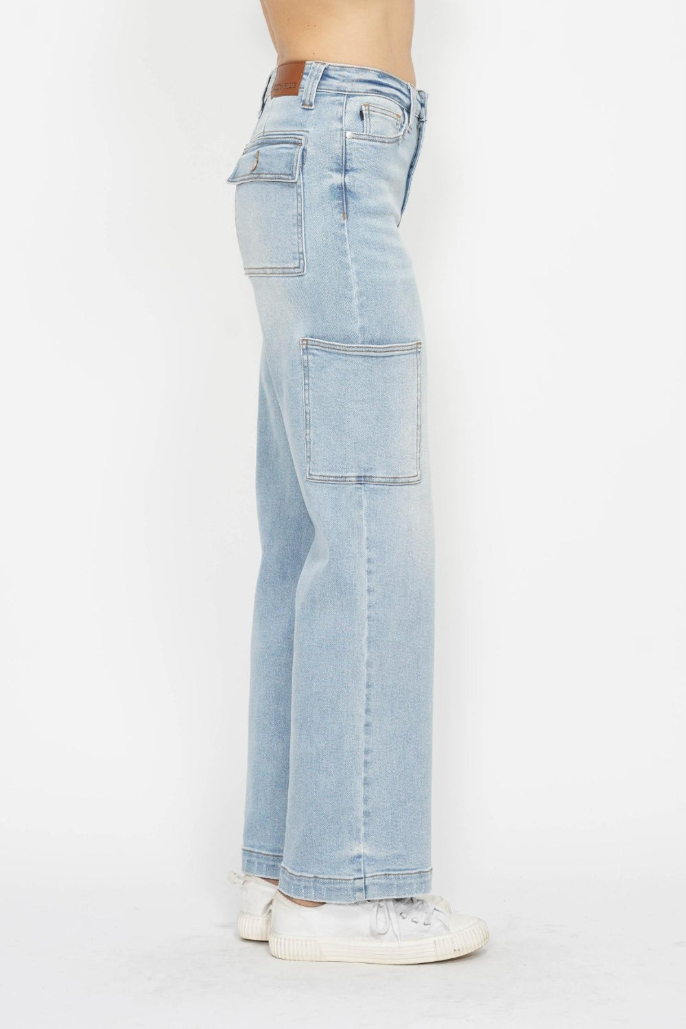 Full Size High Waist Straight Cargo Jeans