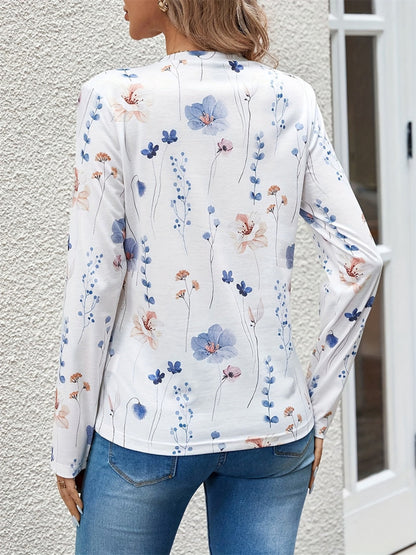 Printed Round Neck Long Sleeve Top