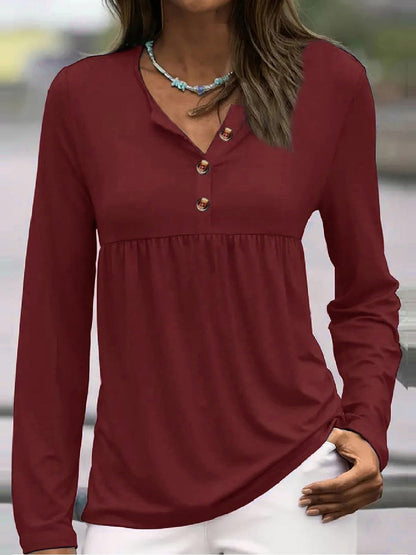 Half Button Long Sleeve T-Shirt